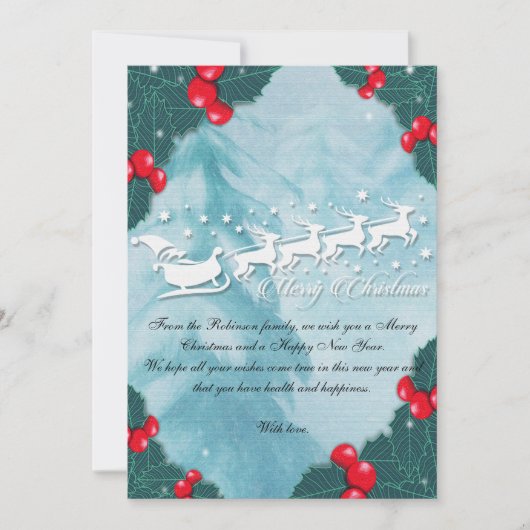 Christmas Card With Santa's Reindeer シーズンカード (正面)