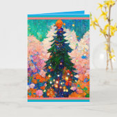 Christmas Card with Tree, Klimt style, Colorful . カード (黄色い花)