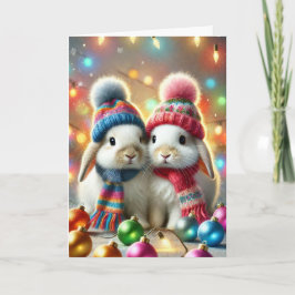 Christmas card with two bunnies シーズンカード