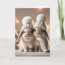 Christmas card with two bunnies シーズンカード