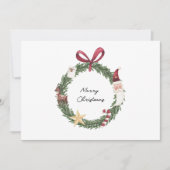 Christmas card with watercolor wreath 招待状 (正面)