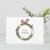 Christmas card with watercolor wreath 招待状 (スタンド正面)
