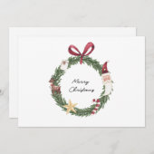 Christmas card with watercolor wreath 招待状 (正面/裏面)