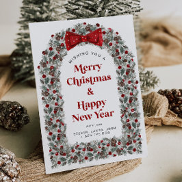 Christmas Card Without Photo Holiday Card Red Bow シーズンカード