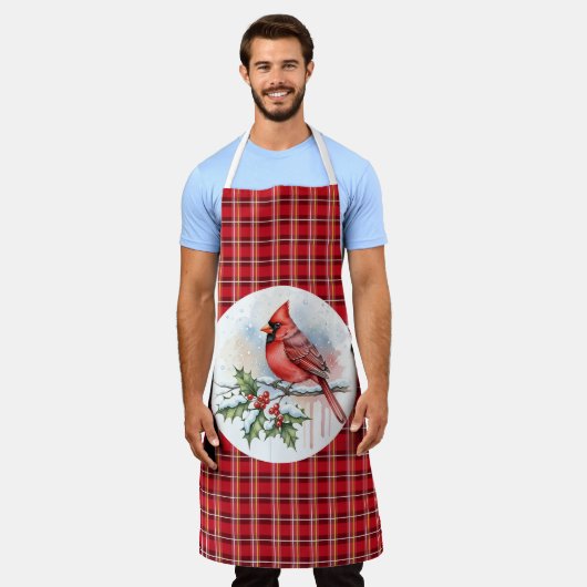 Christmas Cardinal エプロン (着用した状態)