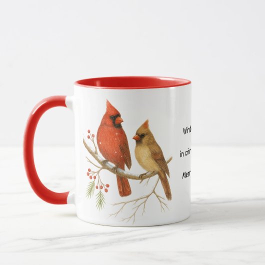 Christmas Cardinal Birds Holiday Wildlife マグカップ (左)