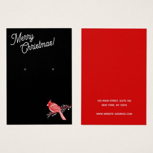 Christmas  Cardinal Earring Jewelry Display (正面&裏面)