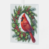 Christmas Cardinal Glass Ornament ガラスオーナメント (正面左)