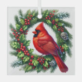Christmas Cardinal Glass Ornament ガラスオーナメント (正面)