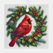 Christmas Cardinal Glass Ornament ガラスオーナメント (裏面)