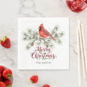 Christmas Cardinal Holiday Paper Napkin スタンダードランチョンナプキン (インサイチュ)