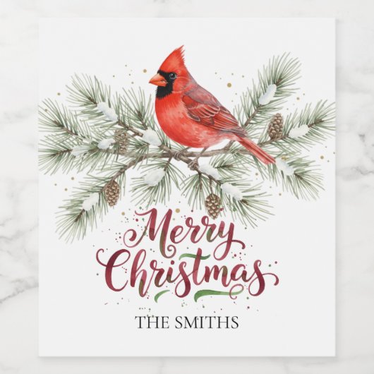 Christmas Cardinal Holiday Wine Label ワインラベル (シングルラベル)
