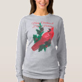 Christmas Cardinal Holly & Berries Long Sleeve Tee Tシャツ (正面)