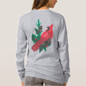 Christmas Cardinal Holly & Berries Long Sleeve Tee Tシャツ (裏面)