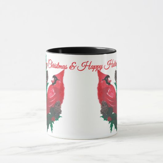 Christmas Cardinal & Holly Mug Cup マグカップ (中央)
