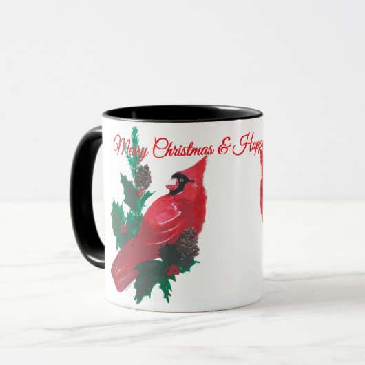 Christmas Cardinal & Holly Mug Cup マグカップ (正面左)