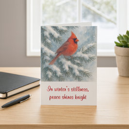 Christmas Cardinal in Fir Tree Holiday Card シーズンカード
