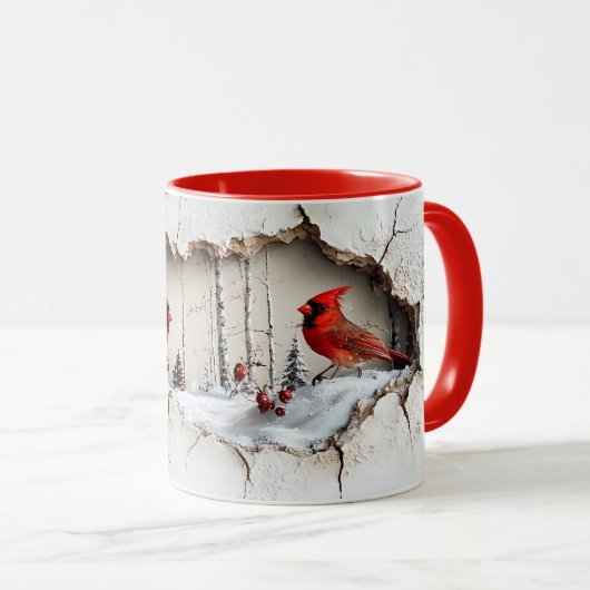 Christmas Cardinal Mug マグカップ (正面右)