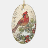 Christmas Cardinal Oval Ornament セラミックオーナメント (左)
