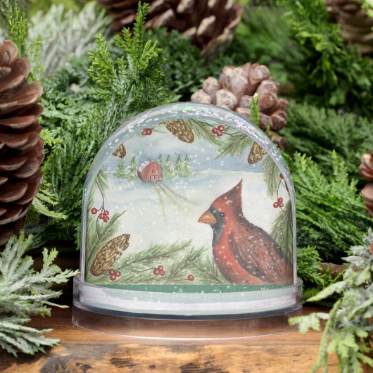 Christmas Cardinal Snow Globe  (冬)