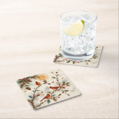 Christmas Cardinals スクエアペーパーコースター (インサイチュ)