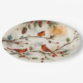 Christmas Cardinals ペーパープレート (アングル)