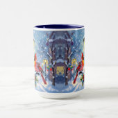 Christmas Cardinals and Snowy Lamppost マグカップ (中央)