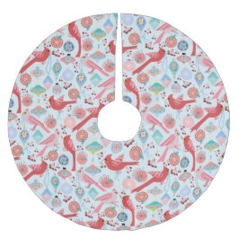 Christmas Cardinals Midcentury Modern ブラッシュドポリエステルツリースカート