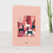 Christmas Caribou Pink KItsch MId-Century Retro カード (裏面)