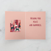 Christmas Caribou Pink KItsch MId-Century Retro カード (内部)