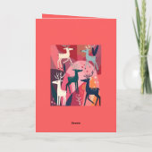 Christmas Caribou Pink Kitsch Retro Modern Design カード (裏面)