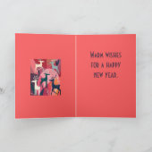 Christmas Caribou Pink Kitsch Retro Modern Design カード (内部)