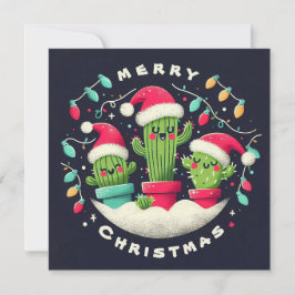 Christmas Carolers Potted Santa Cactus Plants シーズンカード