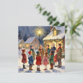 Christmas Carolers Vintage Holiday シーズンカード (スタンド正面)