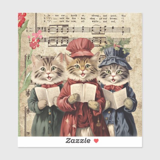 Christmas Caroling Cats シール (シート)