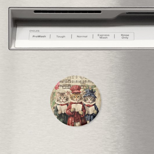 Christmas Caroling Cats マグネット (インサイチュ (食洗機))