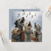 Christmas Caroling Dogs In Snowflakes カード (正面/裏面インサイチュ)