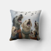 Christmas Caroling Dogs In Snowflakes クッション (裏面)