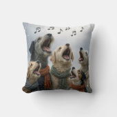 Christmas Caroling Dogs In Snowflakes クッション (正面)