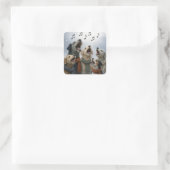 Christmas Caroling Dogs In Snowflakes スクエアシール (バッグ)