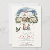 Christmas Caroling Musical Carol Play Mice Holiday 招待状 (正面)