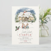 Christmas Caroling Musical Carol Play Mice Holiday 招待状 (スタンド正面)