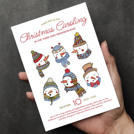 Christmas Caroling Snowmen Holiday Singalong 招待状