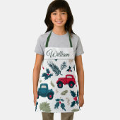 Christmas Cars Design | Custom Name Kids Apron エプロン (インサイチュ)