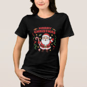 Christmas Cartoon Santa Candy Ribbons トライブレンドTシャツ (正面)