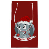 Christmas cartoon with a cute elephant small gift  スモールペーパーバッグ (正面)