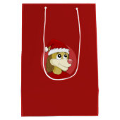 Christmas cartoon with a cute lion medium gift bag ミディアムペーパーバッグ (裏面)