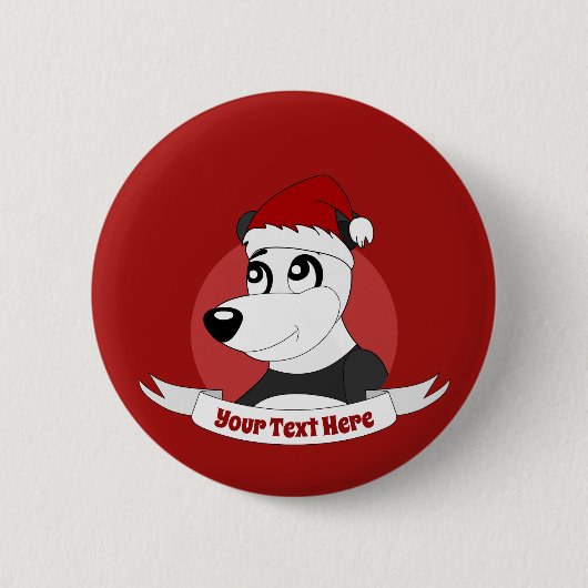 Christmas cartoon with cute panda bear button 缶バッジ (正面)