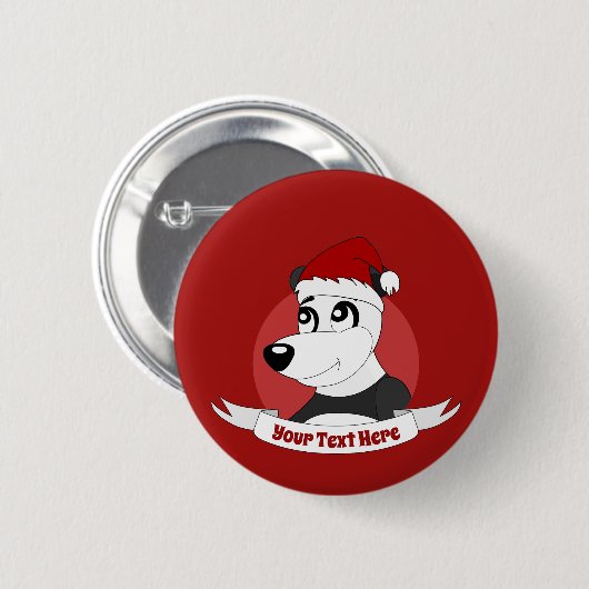 Christmas cartoon with cute panda bear button 缶バッジ (正面&裏面)