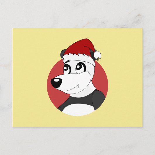 Christmas cartoon with cute panda bear postcard ポストカード (正面)